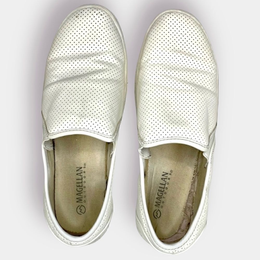 Magellan Slide On White Shoes Faux Leather Shoes